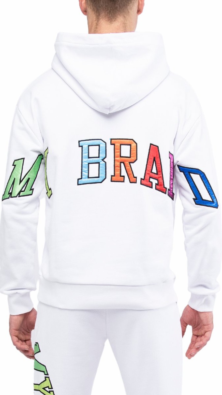 Men My Brand Hoodies | My Brand Rainbow College Hoodie White