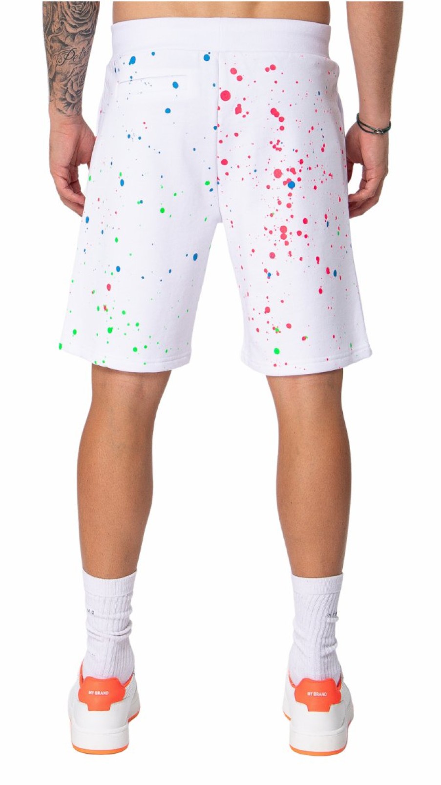 Men My Brand Shorts | Neon Paint Splash Mb Short White