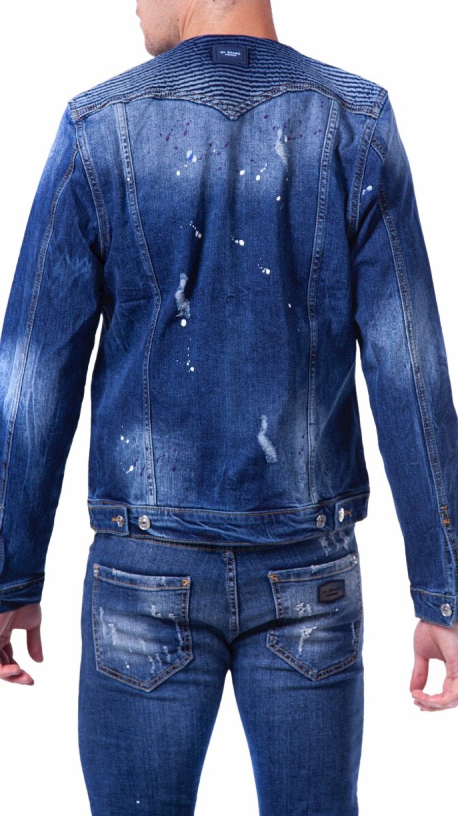 Men My Brand Jackets | Ribbed Biker Jacket Blue