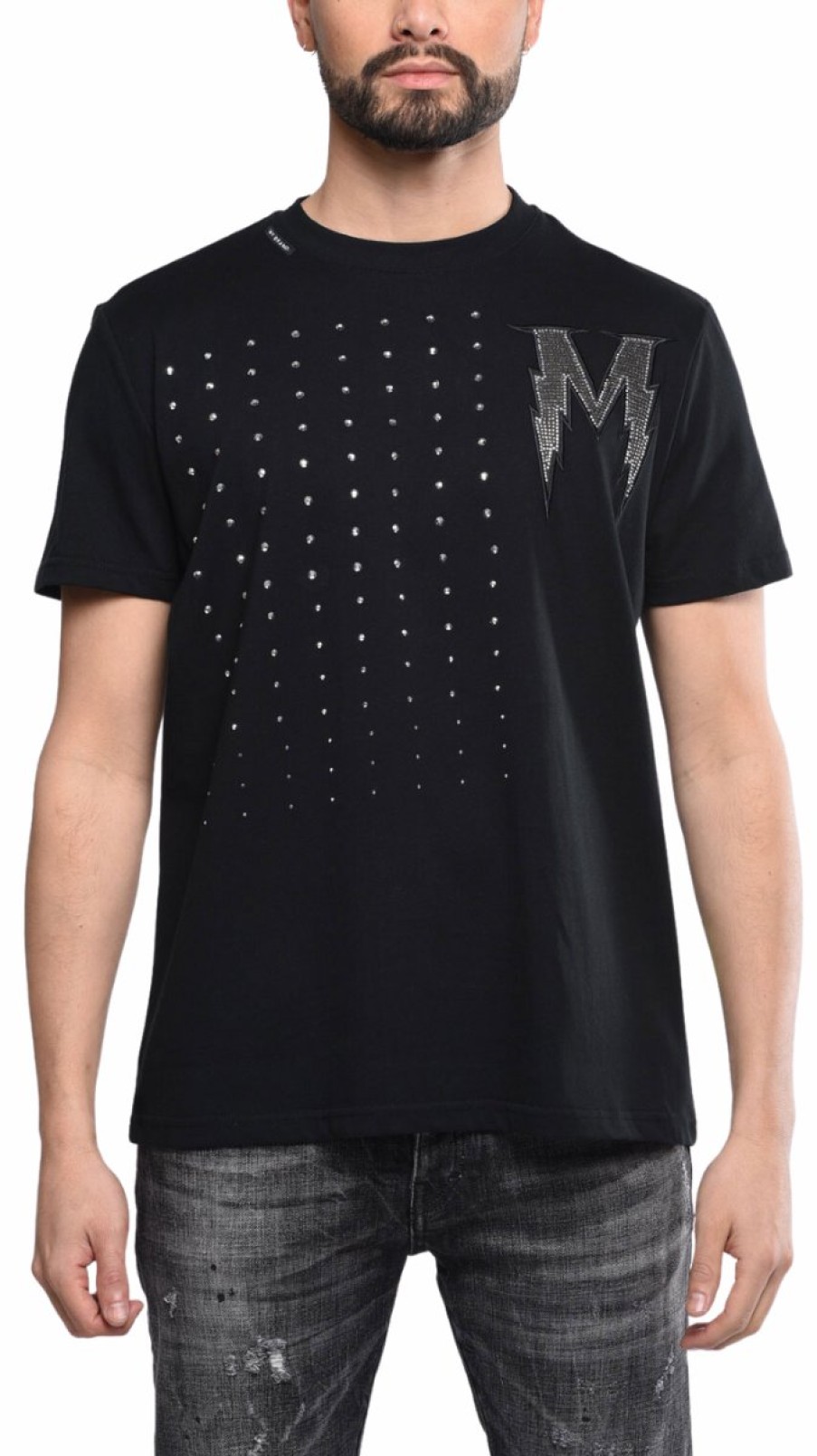 Men My Brand T-Shirts | Black T Shirt With Silver