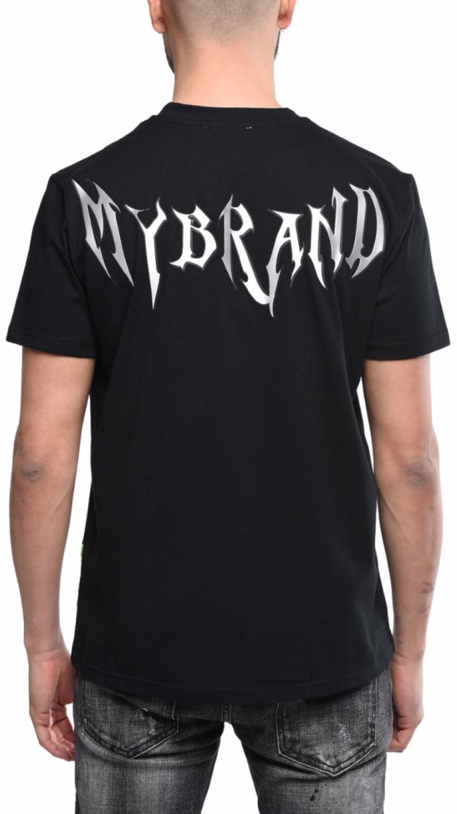 Men My Brand T-Shirts | Black T Shirt With Silver