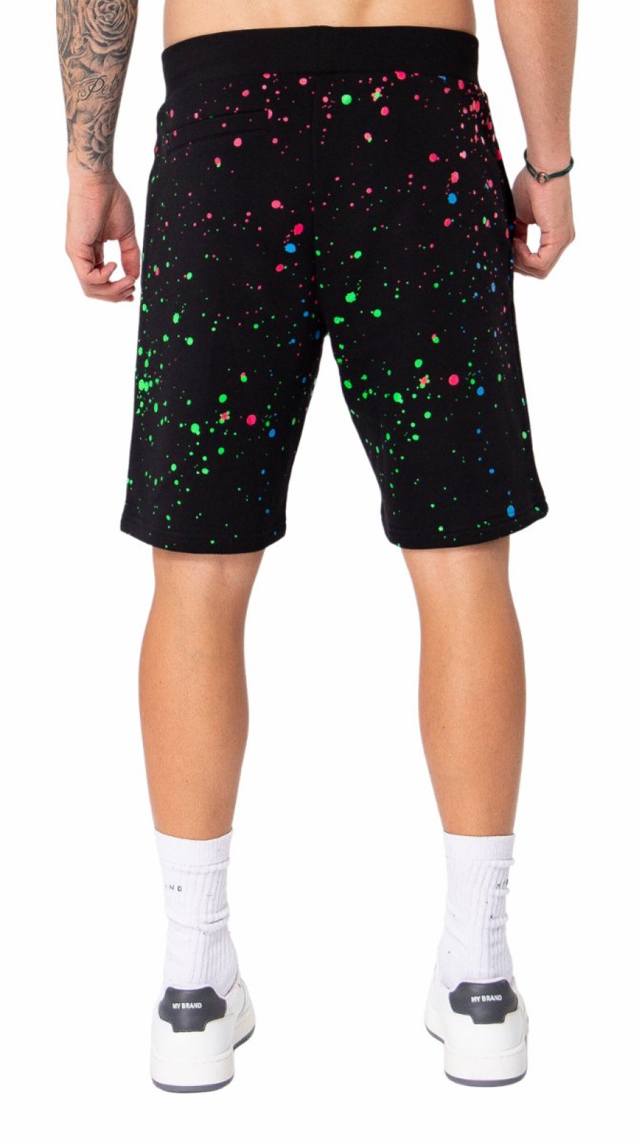 Men My Brand Shorts | Neon Paint Splash Mb Shorts Black