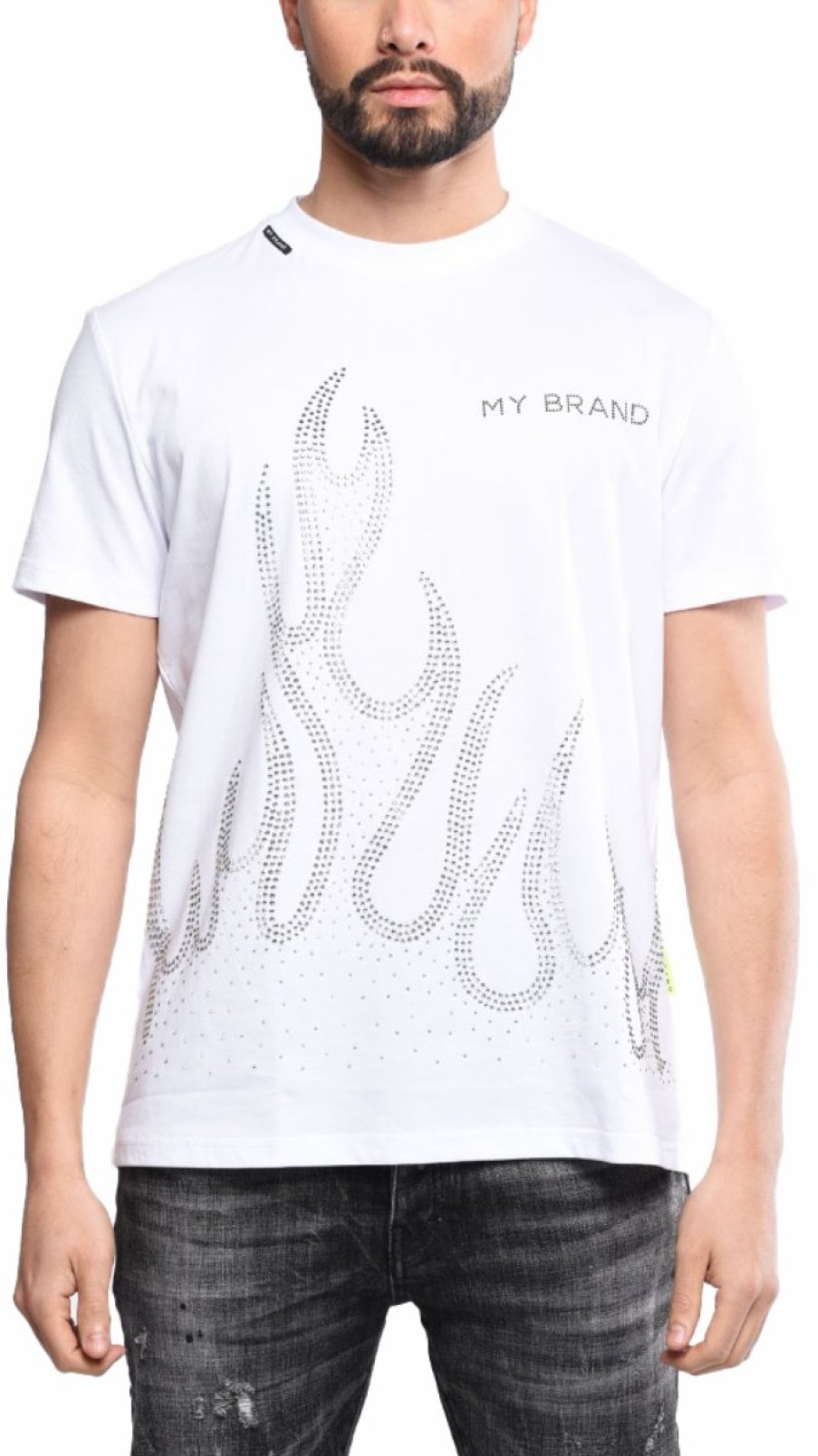 Men My Brand T-Shirts | White T Shirt With Flames