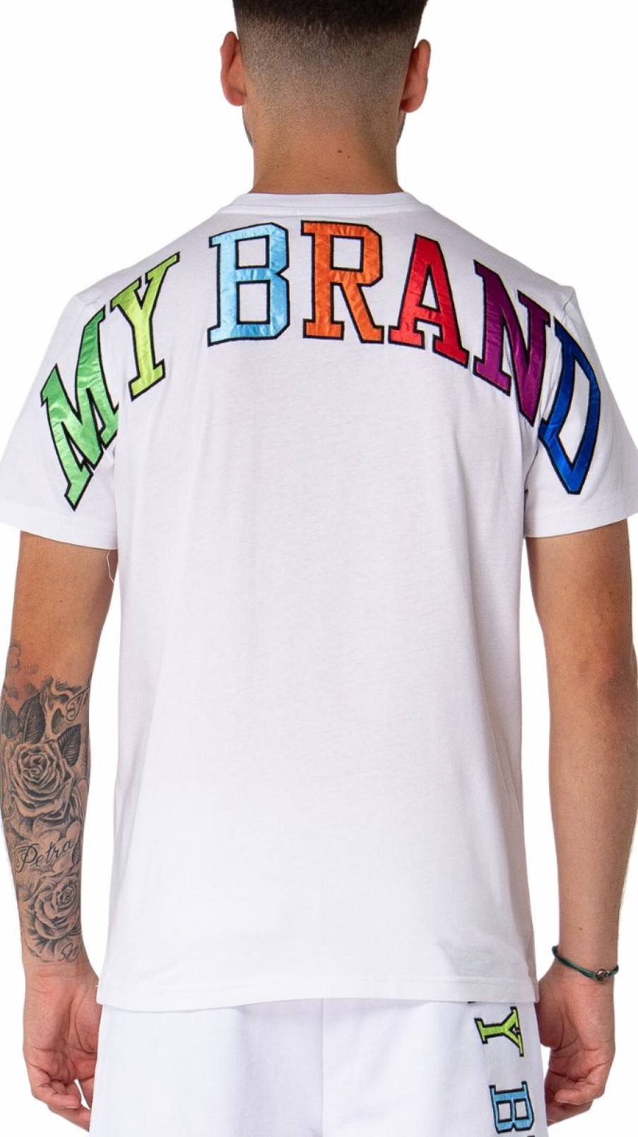 Men My Brand T-Shirts | My Brand Rainbow College T-Shirt White