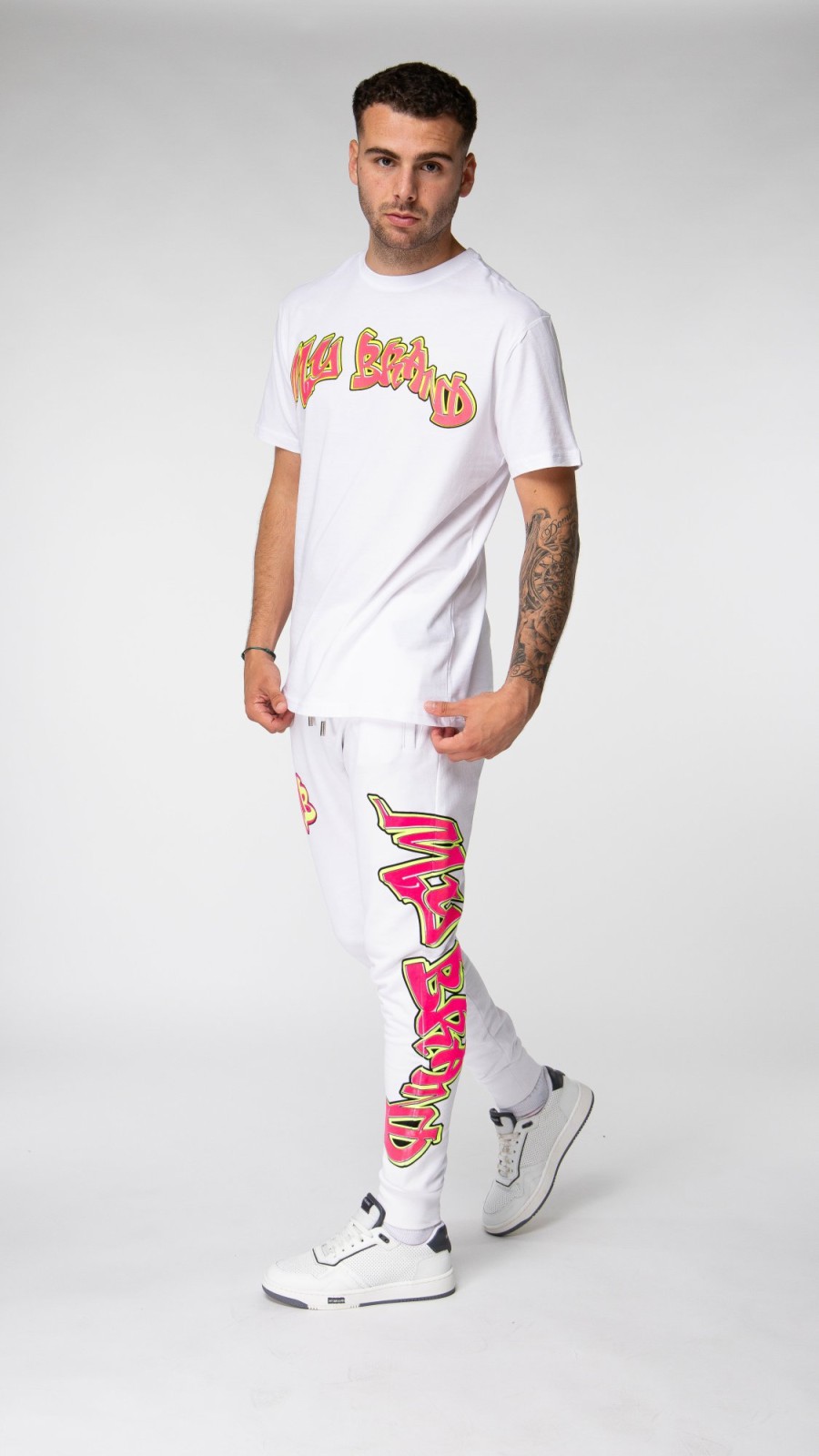 Men My Brand T-Shirts | Neon Graffiti Mb T-Shirt White