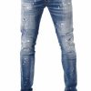 Men My Brand Jeans | Mb Skinny Bluejeans Neon Orange Navy Spots