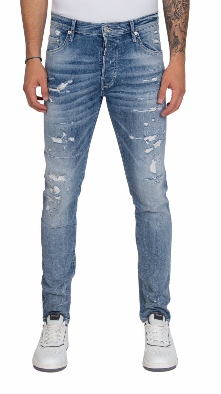 Men My Brand Jeans | Distressed Jeans Navy Blue