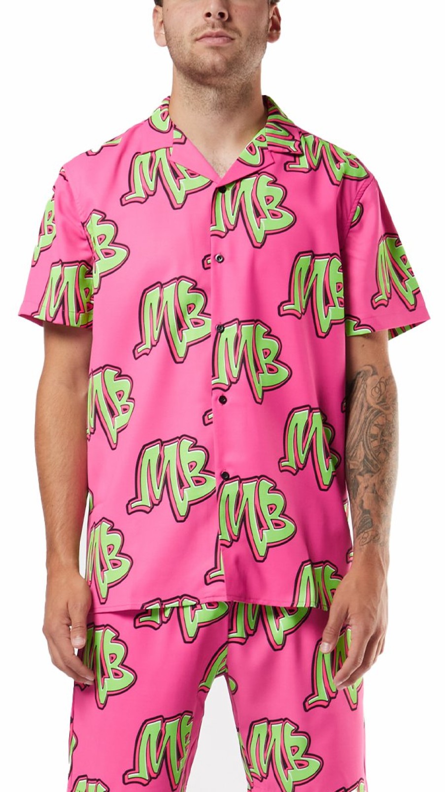 Men My Brand Swimwear | Neon Swim Capsule Bowlingshirt Neonpink