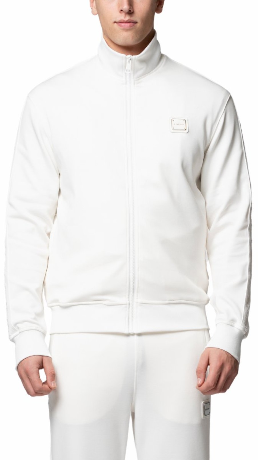 Men My Brand Tracksuits | Mb Essential Pique White Trackjacket