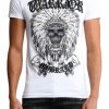 Men My Brand T-Shirts | Warrior Indian Skull T-Shirt White