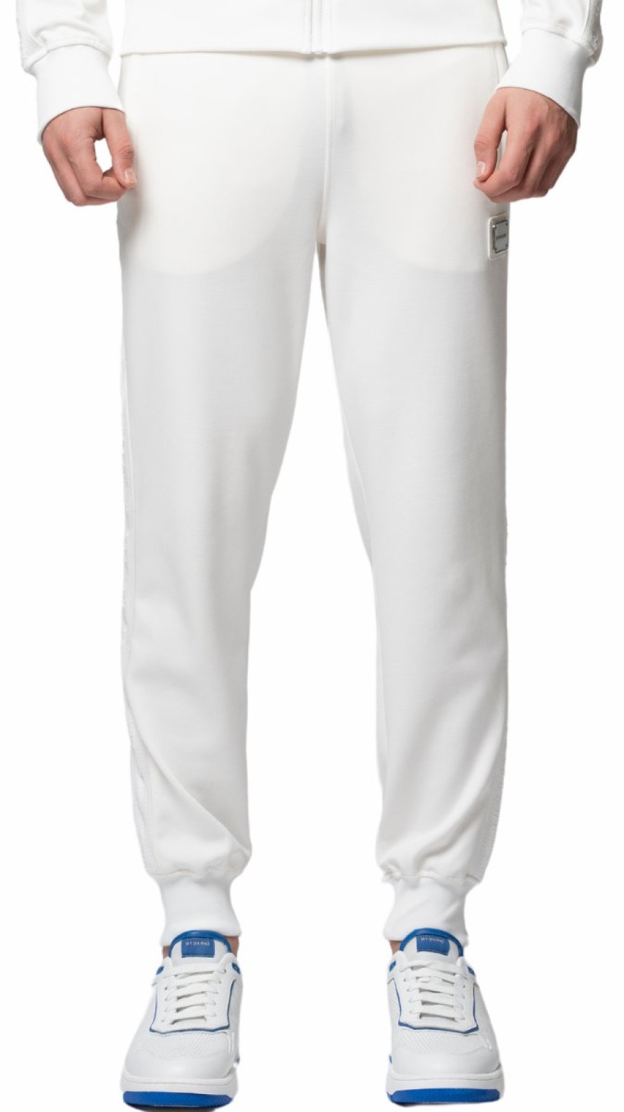 Men My Brand Tracksuits | Mb Essential Pique White Trackpants