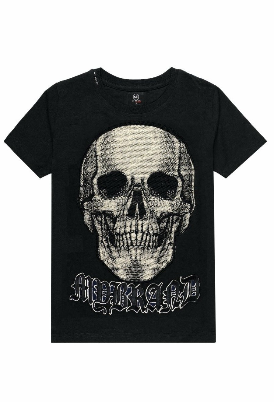 Junior My Brand T-Shirts | White Skull T-Shirt Black