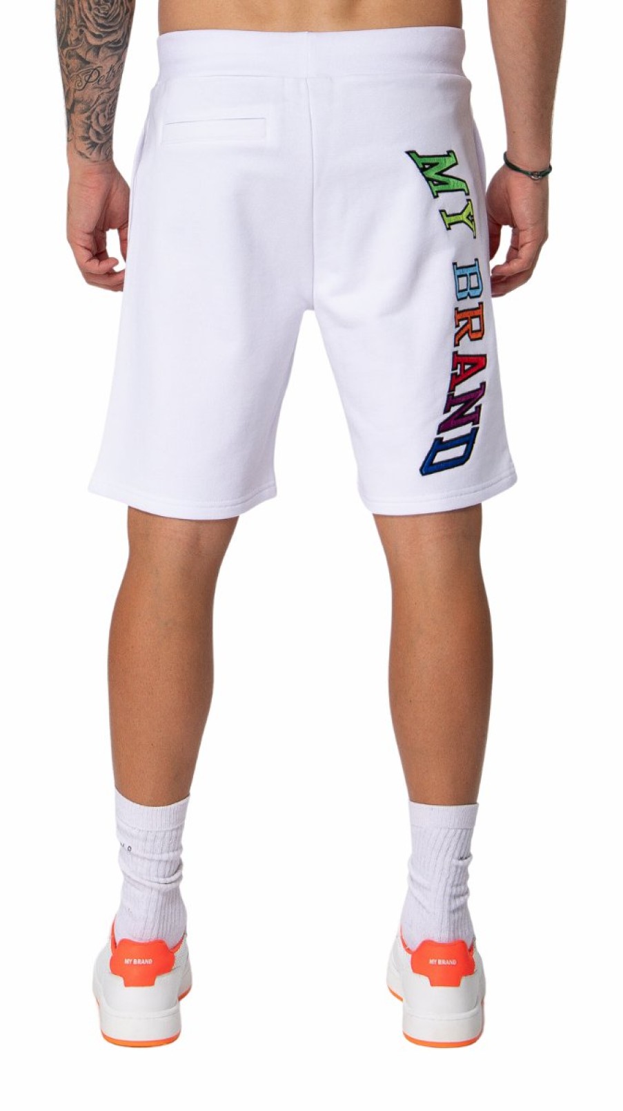 Men My Brand Shorts | My Brand Rainbow College Shorts White