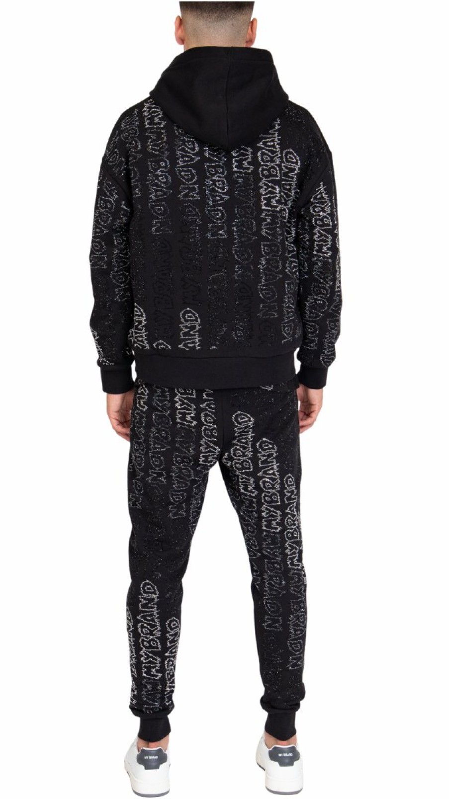 Men My Brand Sweatpants | Rhinestone Gradient Mb Joggingsuit Black