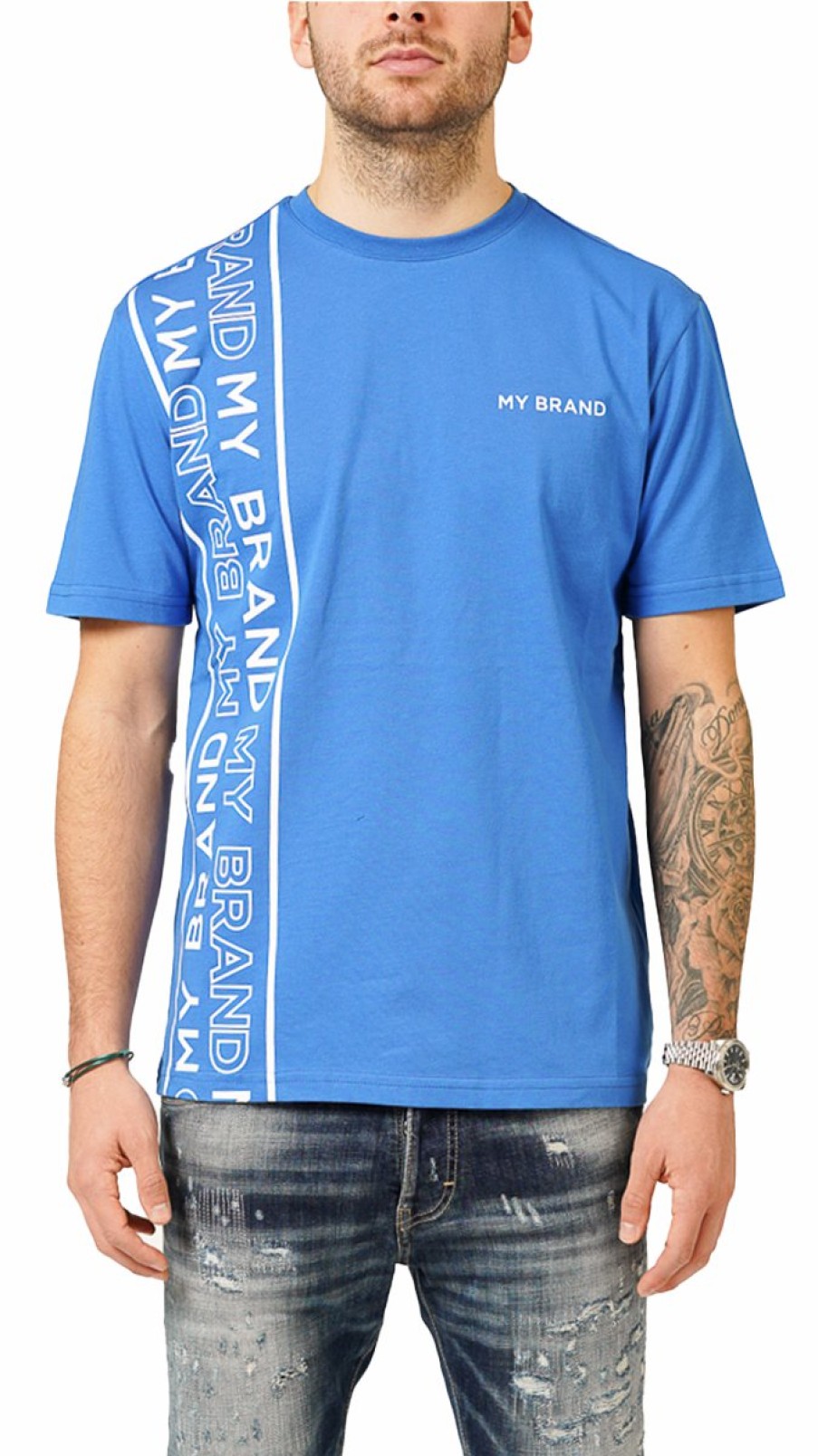 Men My Brand T-Shirts | My Brand Lines Kobalt T-Shirt