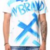 Men My Brand T-Shirts | Mb All Over Graffiti Paint Ocean Blue Tshirt