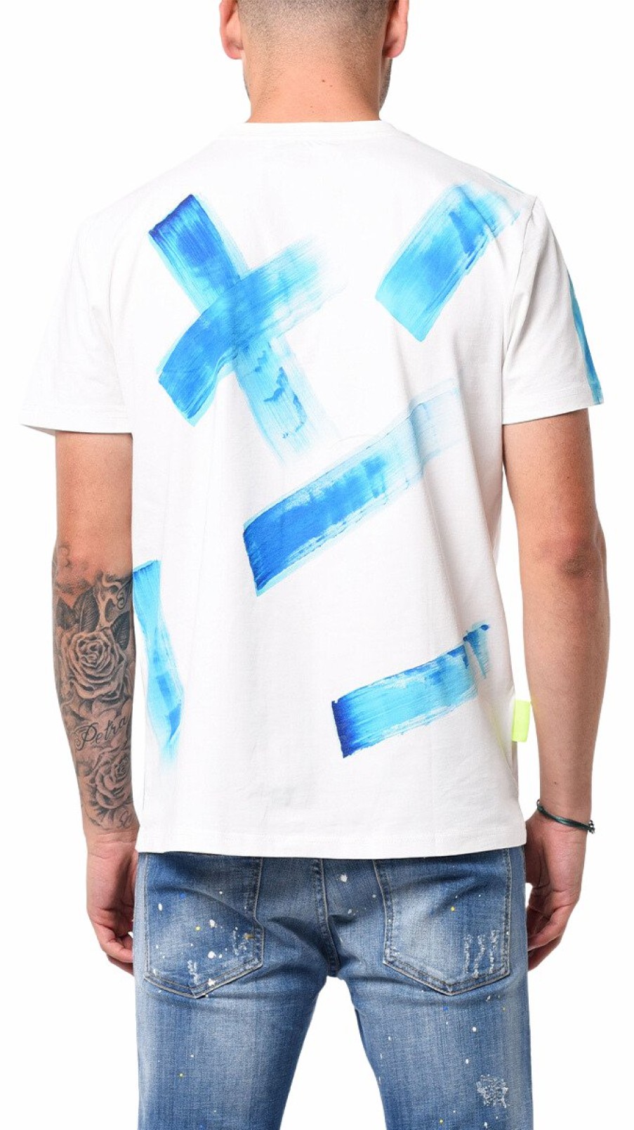 Men My Brand T-Shirts | Mb All Over Graffiti Paint Ocean Blue Tshirt