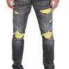 Men My Brand Jeans | Neon Ripped Biker Label Jeans