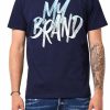 Men My Brand T-Shirts | Mb Logo Paint Stroke Sky Blue Gradient Tshirt