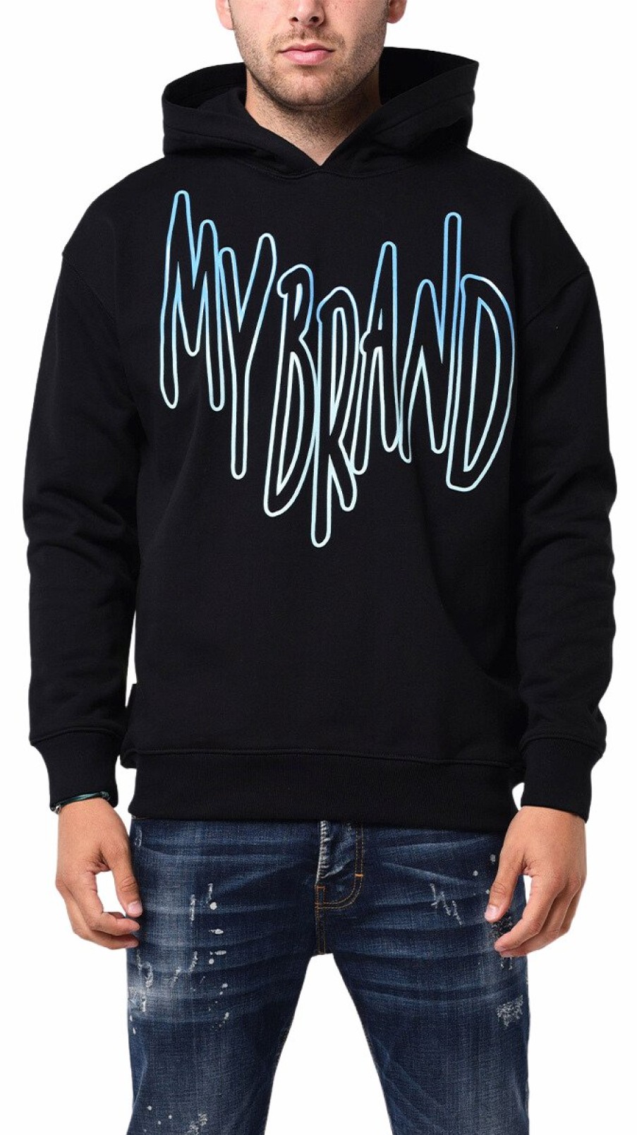 Men My Brand Hoodies | Mb Logo Sky Blue Gradient Hoodie