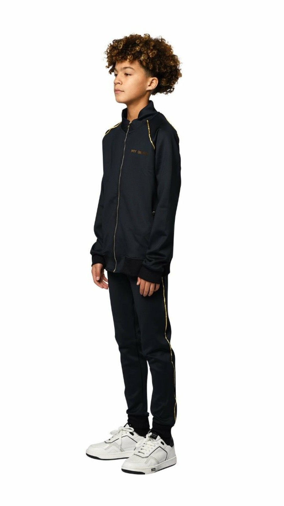 Junior My Brand Joggingsuits | Gold Piping Tracksuit Boys