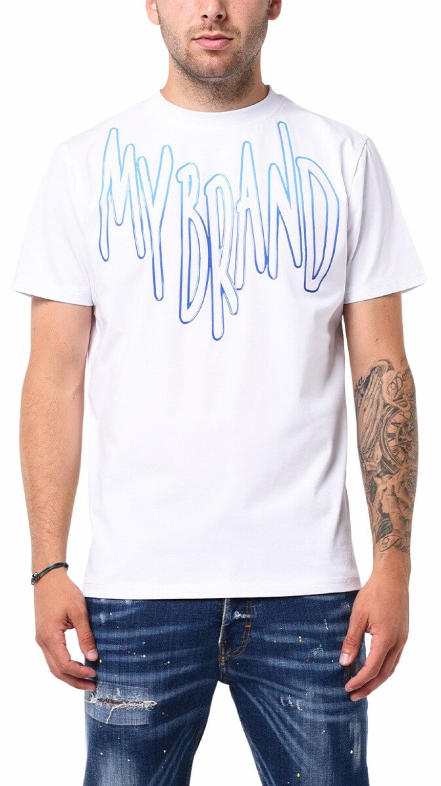 Men My Brand T-Shirts | Mb Logo Ocean Blue Gradient Tshirt