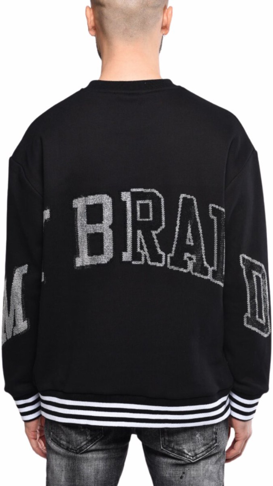 Men My Brand Sweaters | Black Crewneck With Colle