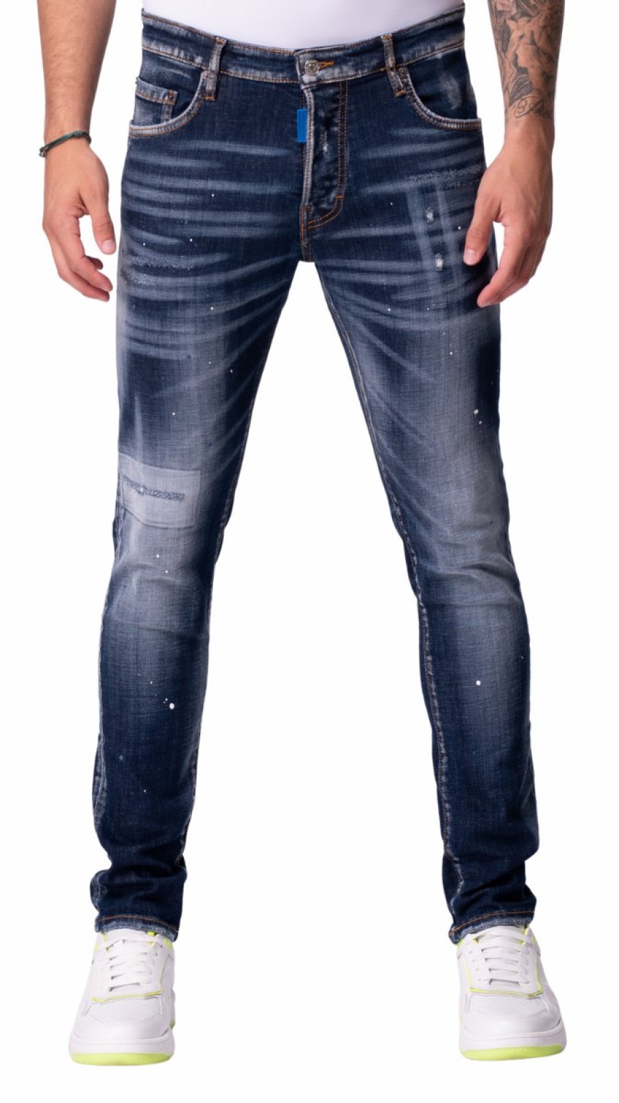 Men My Brand Jeans | Blue And White Spotted Jeans