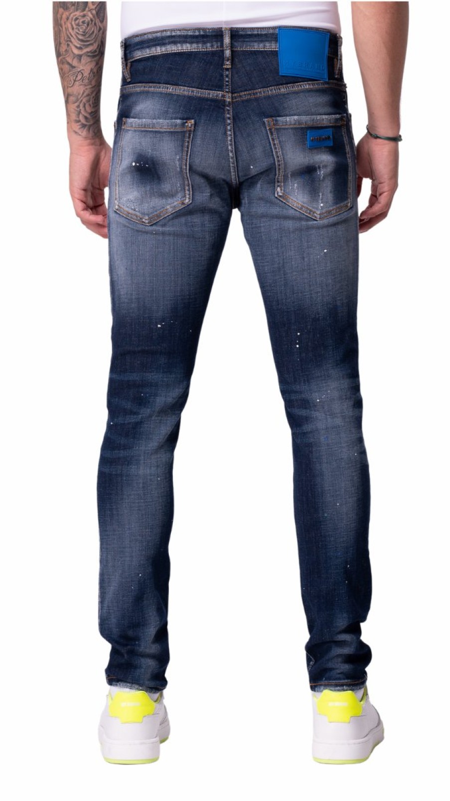 Men My Brand Jeans | Blue And White Spotted Jeans