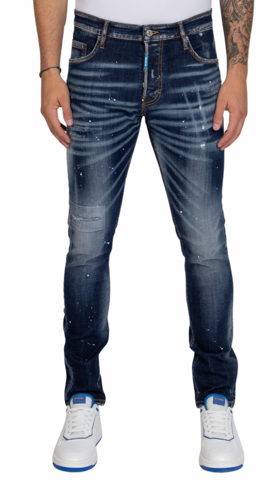 Men My Brand Jeans | Washed With Blue And White Jeans