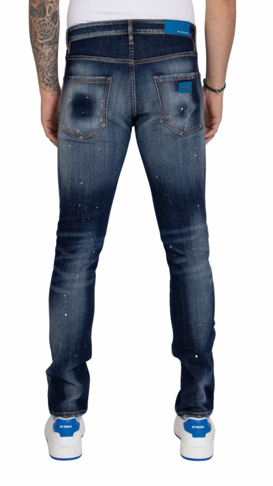 Men My Brand Jeans | Washed With Blue And White Jeans