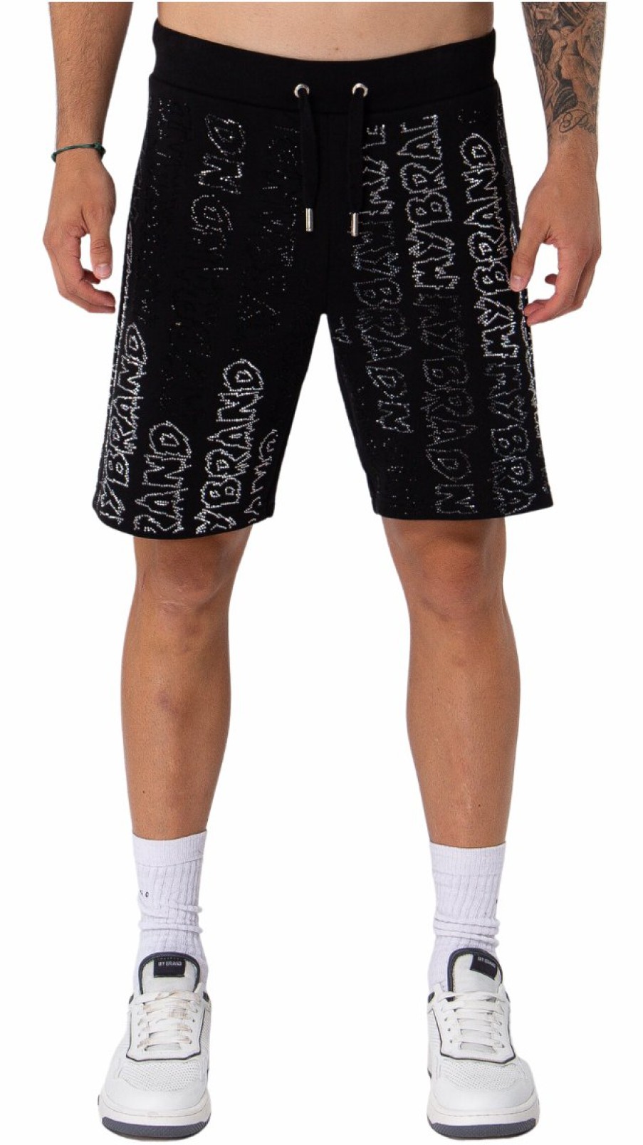 Men My Brand Shorts | Rhinestone Gradient Mb Short Black