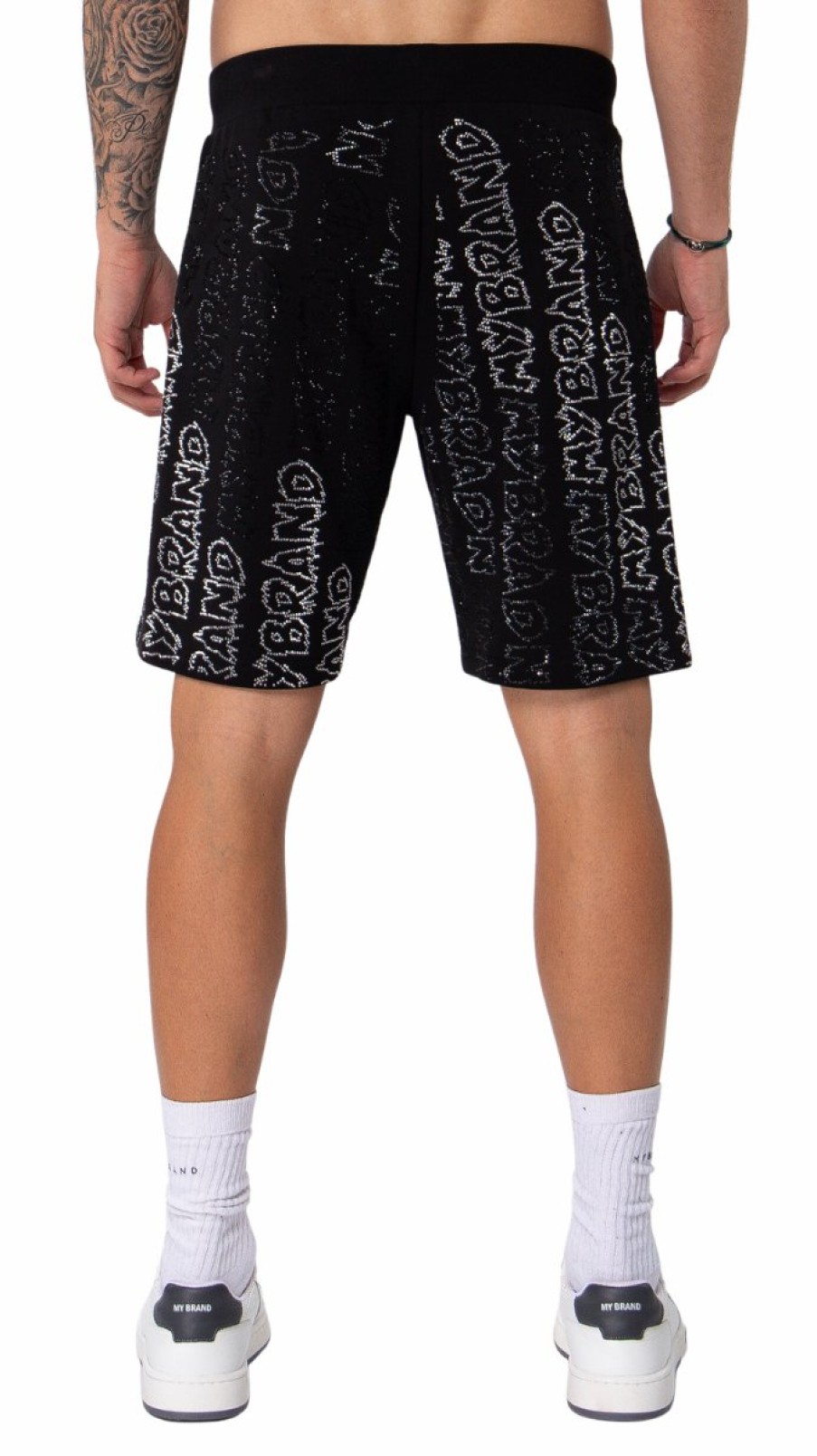 Men My Brand Shorts | Rhinestone Gradient Mb Short Black