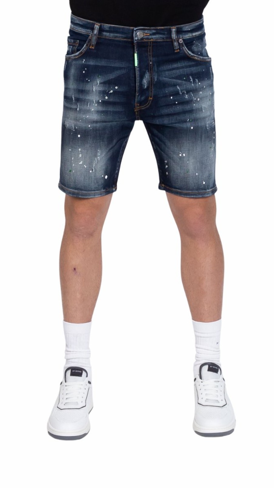 Men My Brand Shorts | Mb Skinny Blue Short Jeans White Neon Green