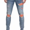 Men My Brand Jeans | Orange Ripped Biker Jeans