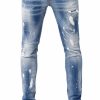 Men My Brand Jeans | Mb Skinny Bluejeans White Green Pink Spots