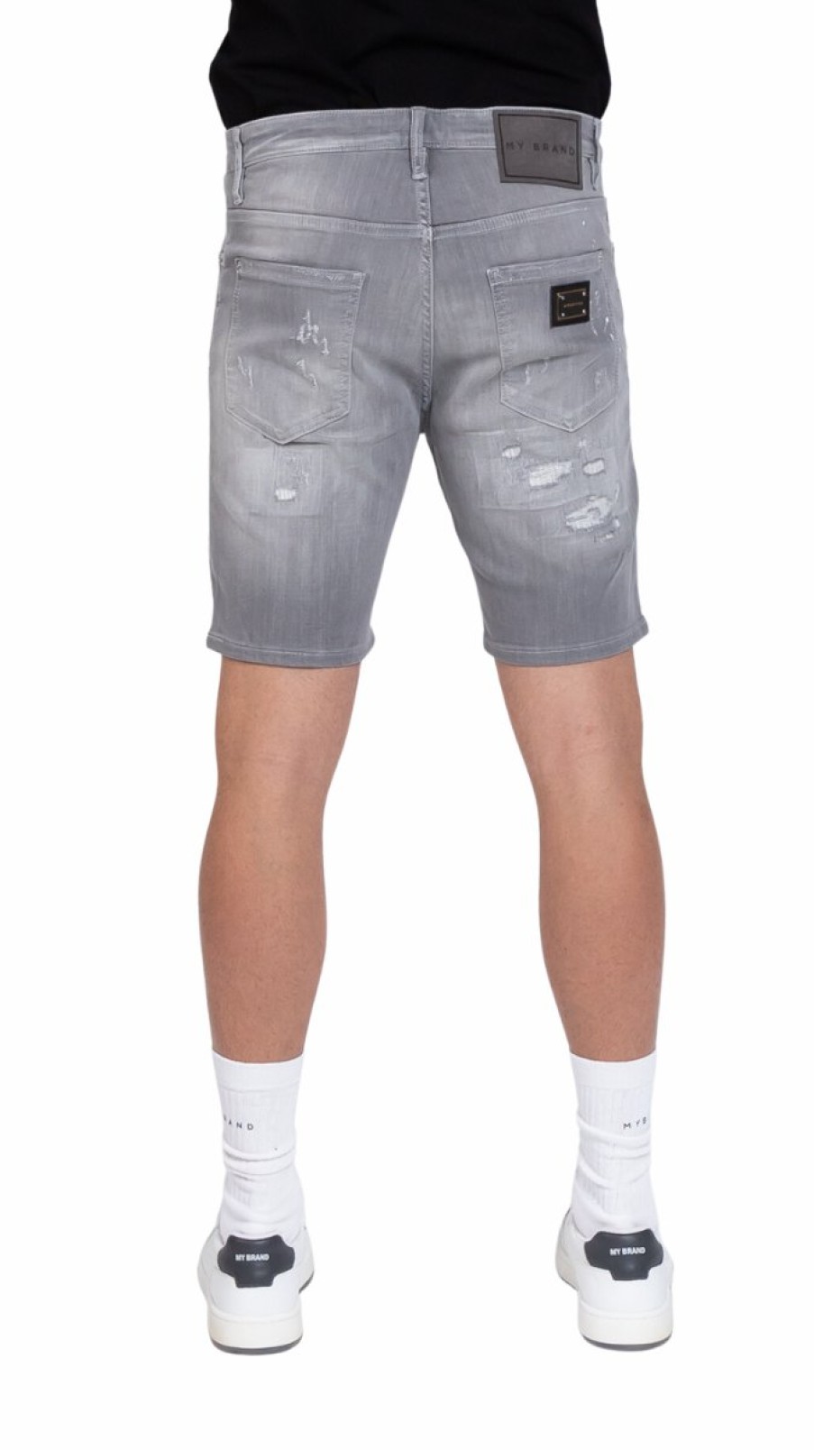 Men My Brand Shorts | Mb Skinny Grey Short Jeans Bleached