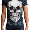 Men My Brand T-Shirts | White Skull T-Shirt Navy