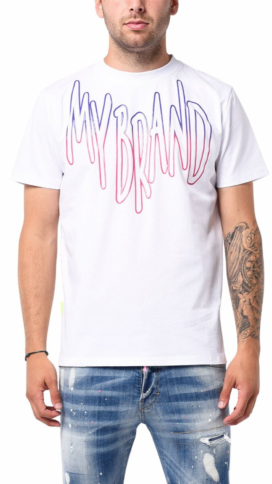 Men My Brand T-Shirts | Mb Logo Sky Magenta Gradient Tshirt