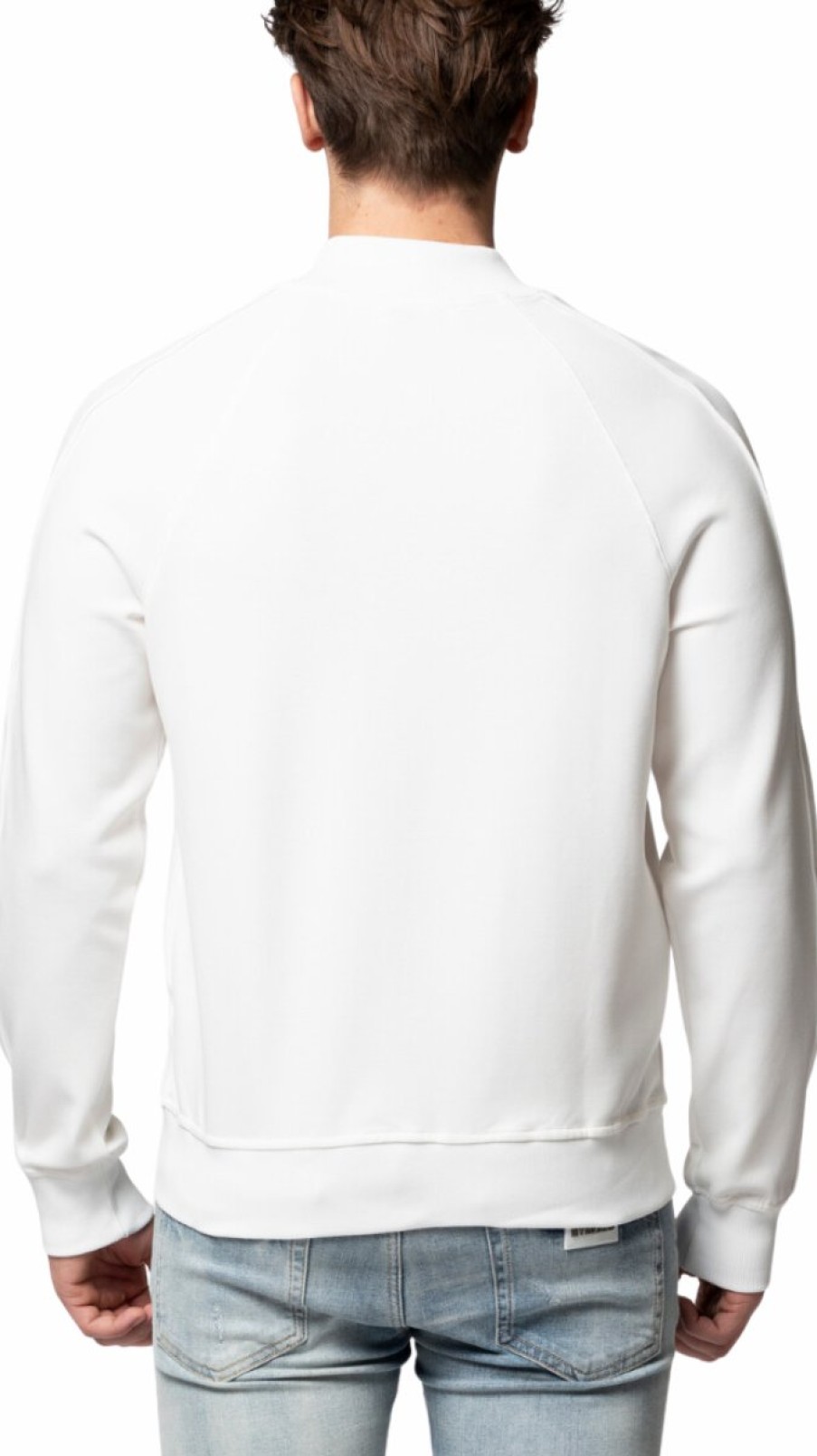 Men My Brand Jackets | Mb Essential Pique White Baseball Jacket