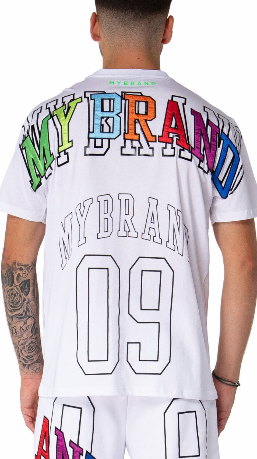 Men My Brand T-Shirts | My Brand Rainbow College Mb09 T-Shirt White