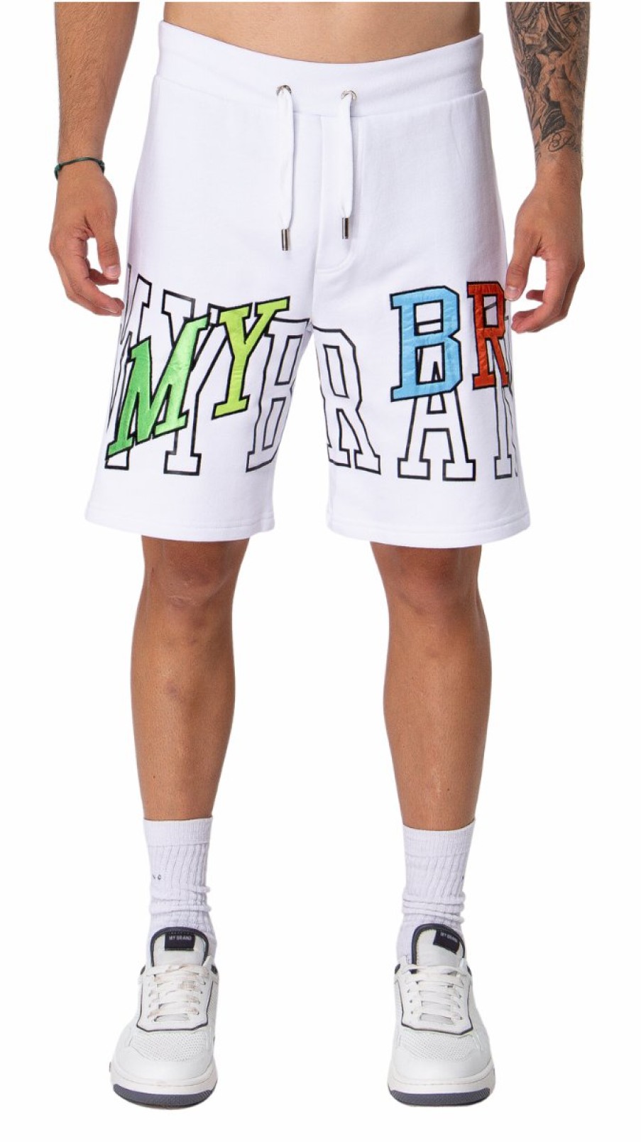 Men My Brand Shorts | My Brand Rainbow College Mb09 Shorts White