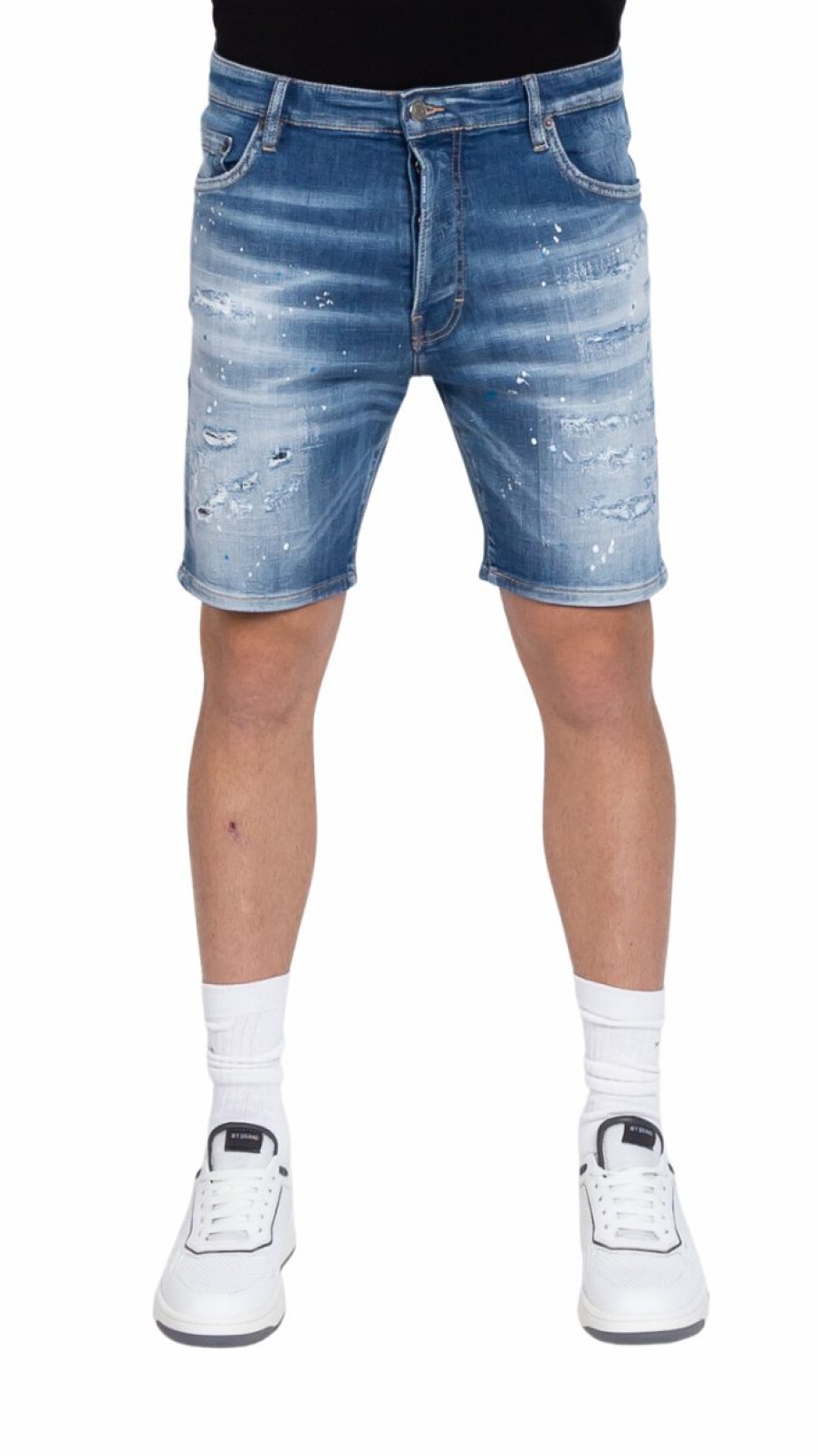 Men My Brand Shorts | Mb Skinny Blue Short Jeans White Spots