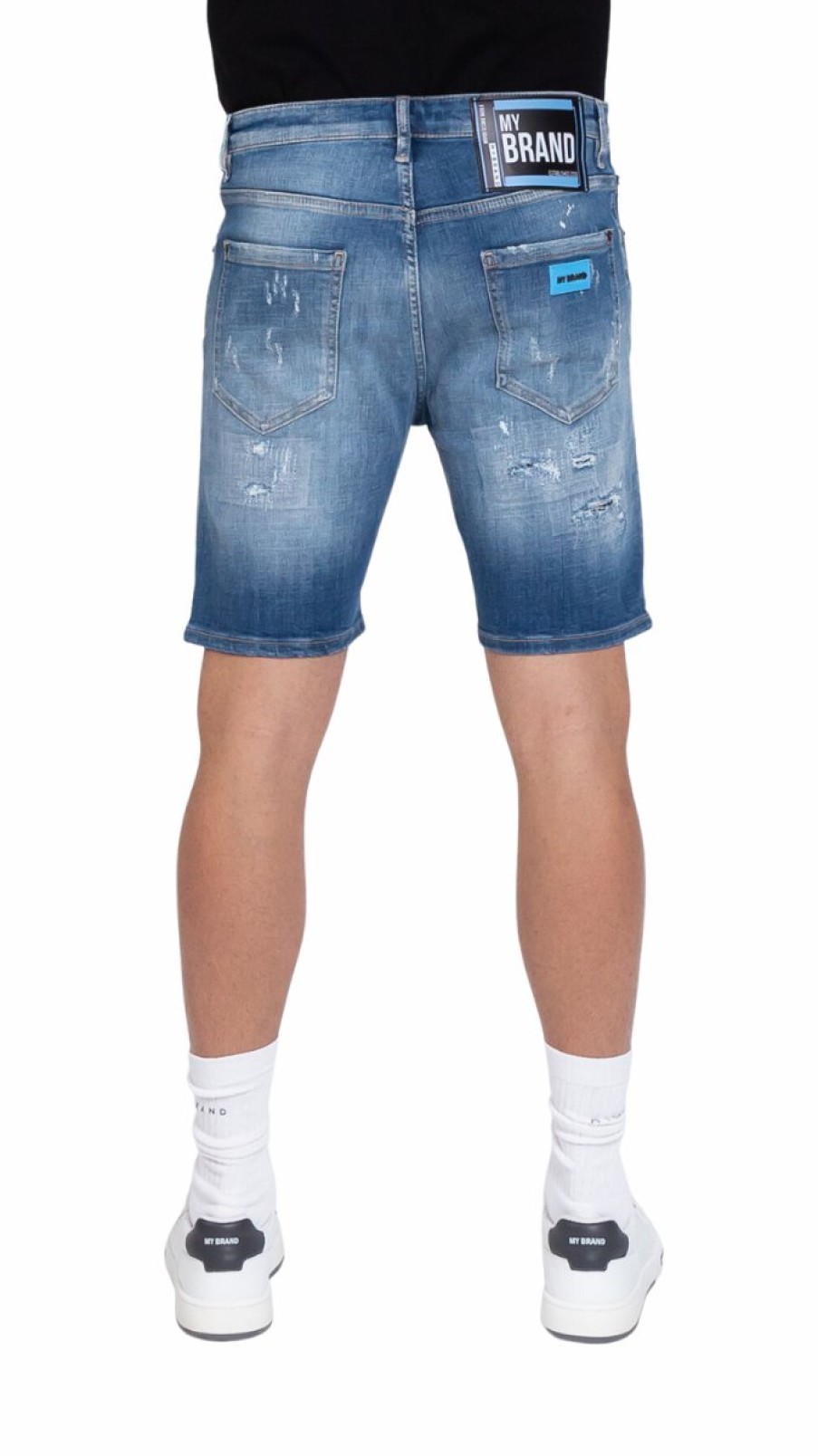 Men My Brand Shorts | Mb Skinny Blue Short Jeans White Spots