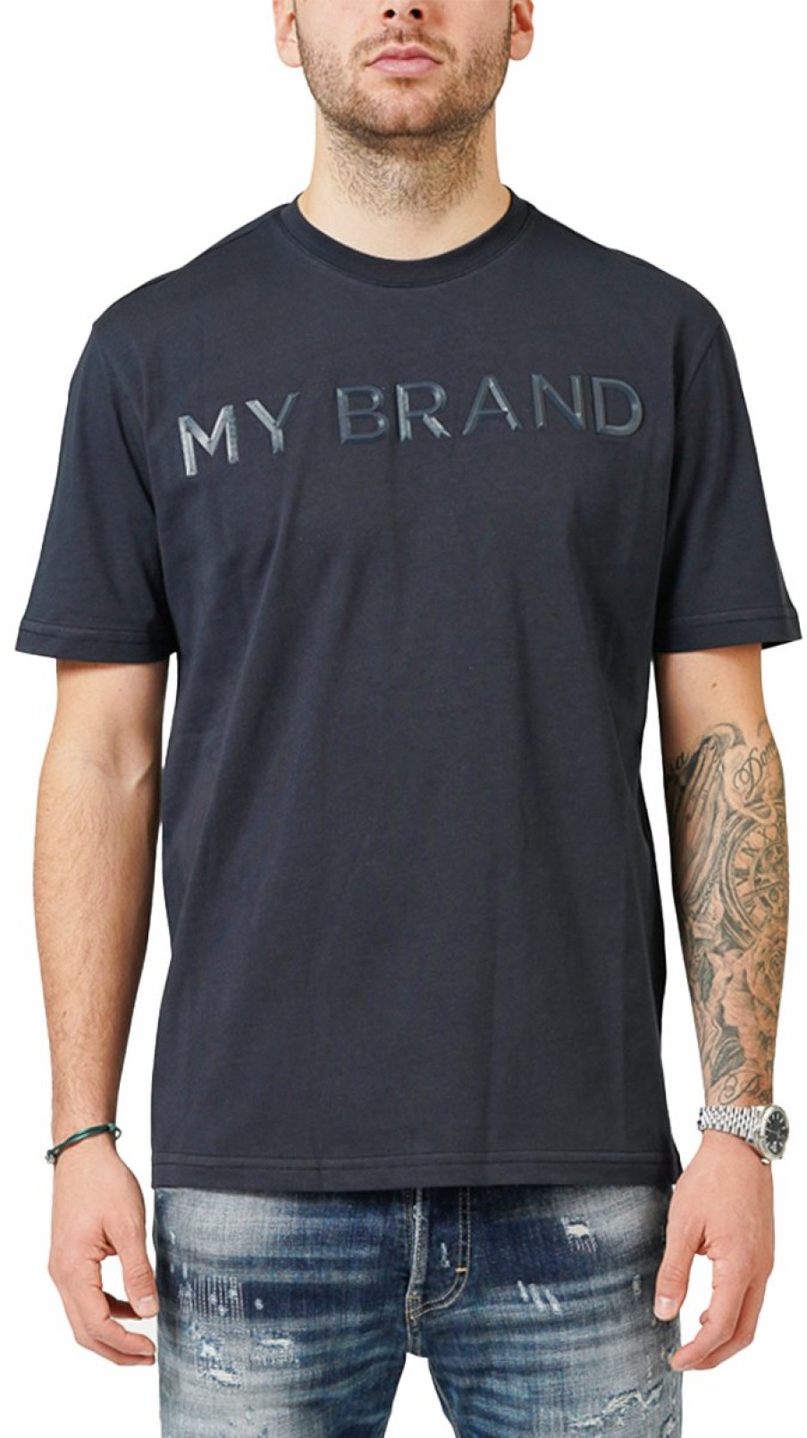 Men My Brand T-Shirts | My Brand Logo Navy T-Shirt