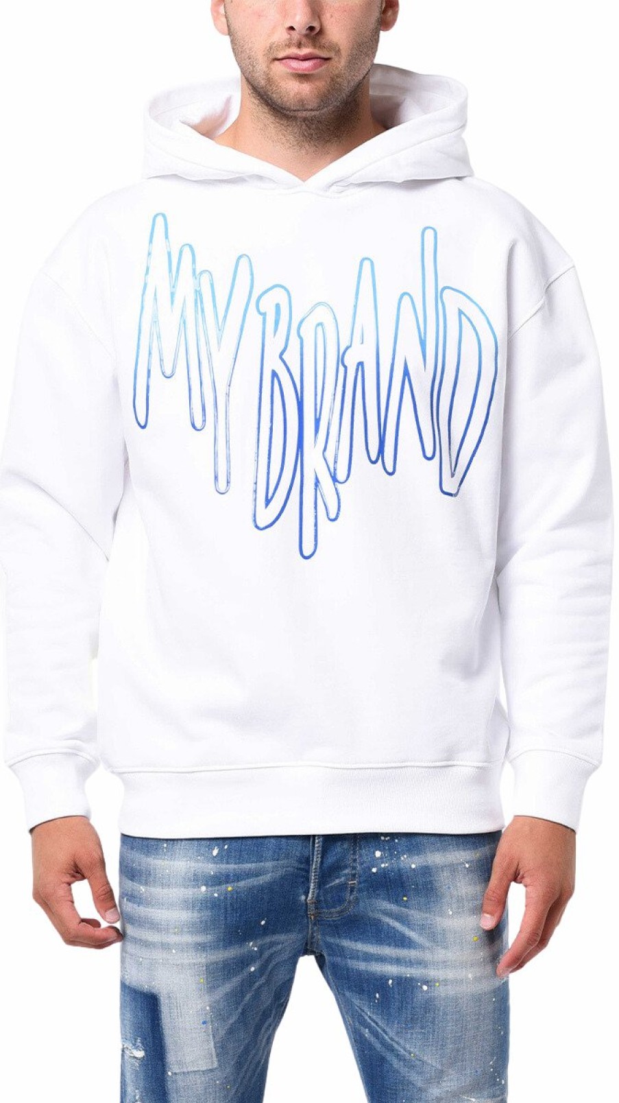 Men My Brand Hoodies | Mb Logo Ocean Blue Gradient Hoodie