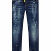 Junior My Brand Jeans | Blue Distressed Neon Yellow Jeans