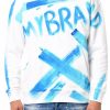 Men My Brand Hoodies | Mb All Over Graffiti Paint Ocean Blue Hoodie