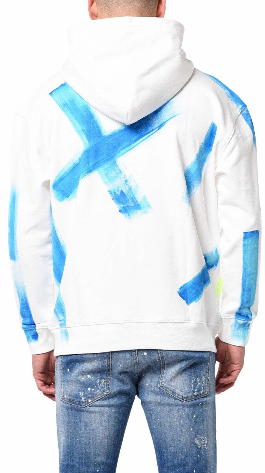 Men My Brand Hoodies | Mb All Over Graffiti Paint Ocean Blue Hoodie