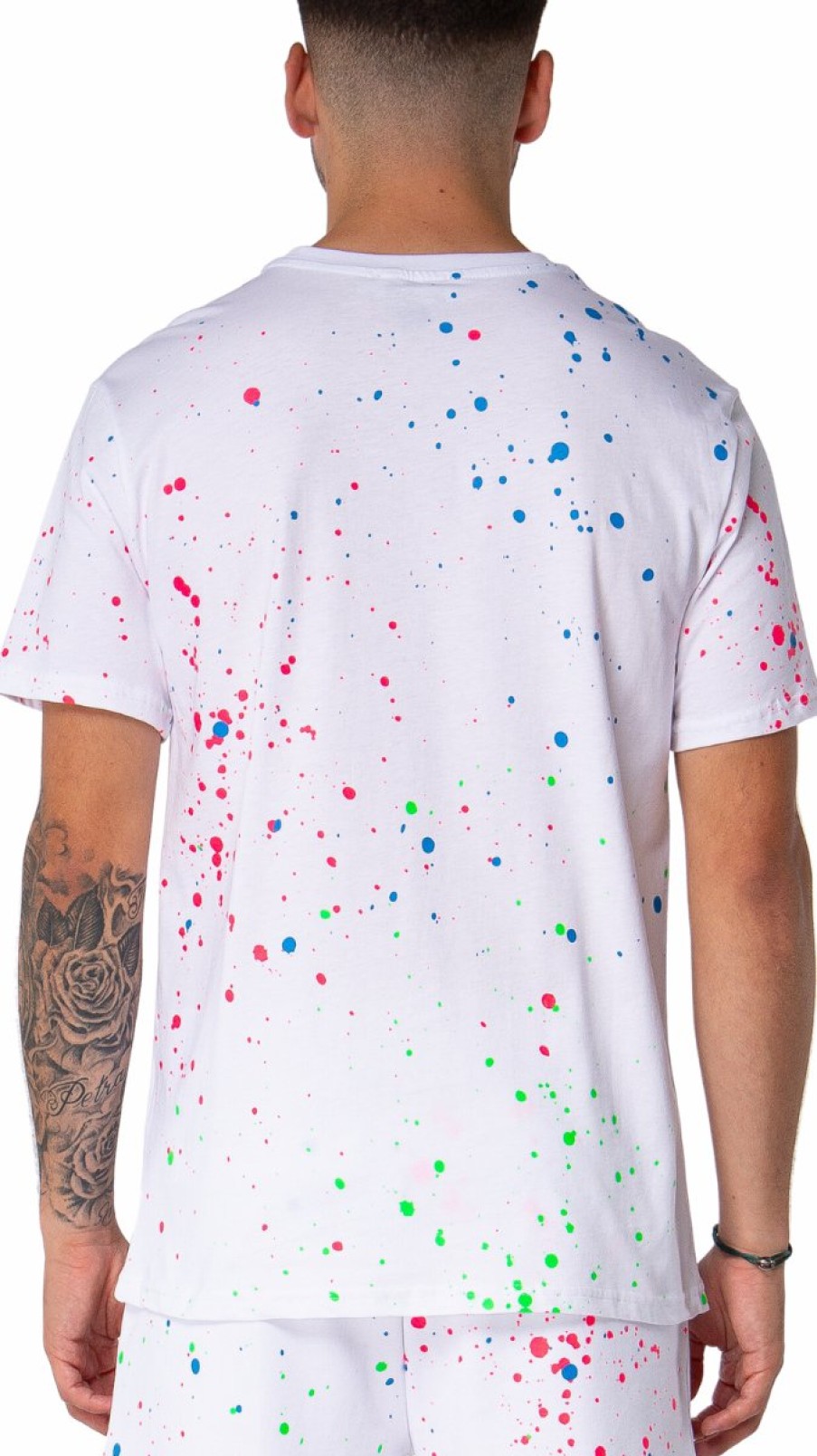 Men My Brand T-Shirts | Neon Paint Splash Mb Tshirt White